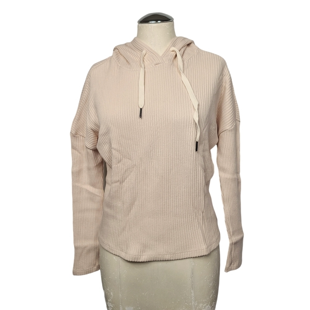 NWT Lett Barbi Ecru Cream Ribbed Hoodie XS